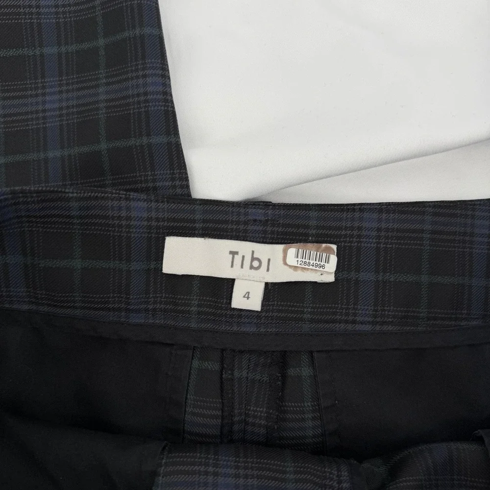 Tibi Sz 4 Plaid Taylor Pants Straight Leg Ankle Trouser Office Career Wool Blend